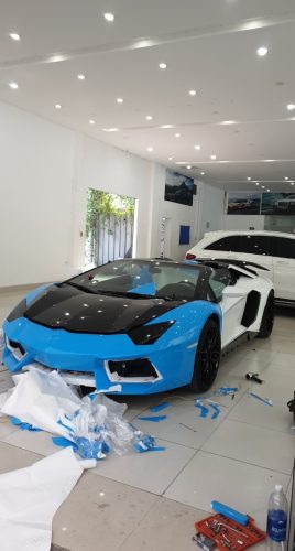 Dán Đổi Màu Xe Lamboghini Aventador SV Xanh Lam