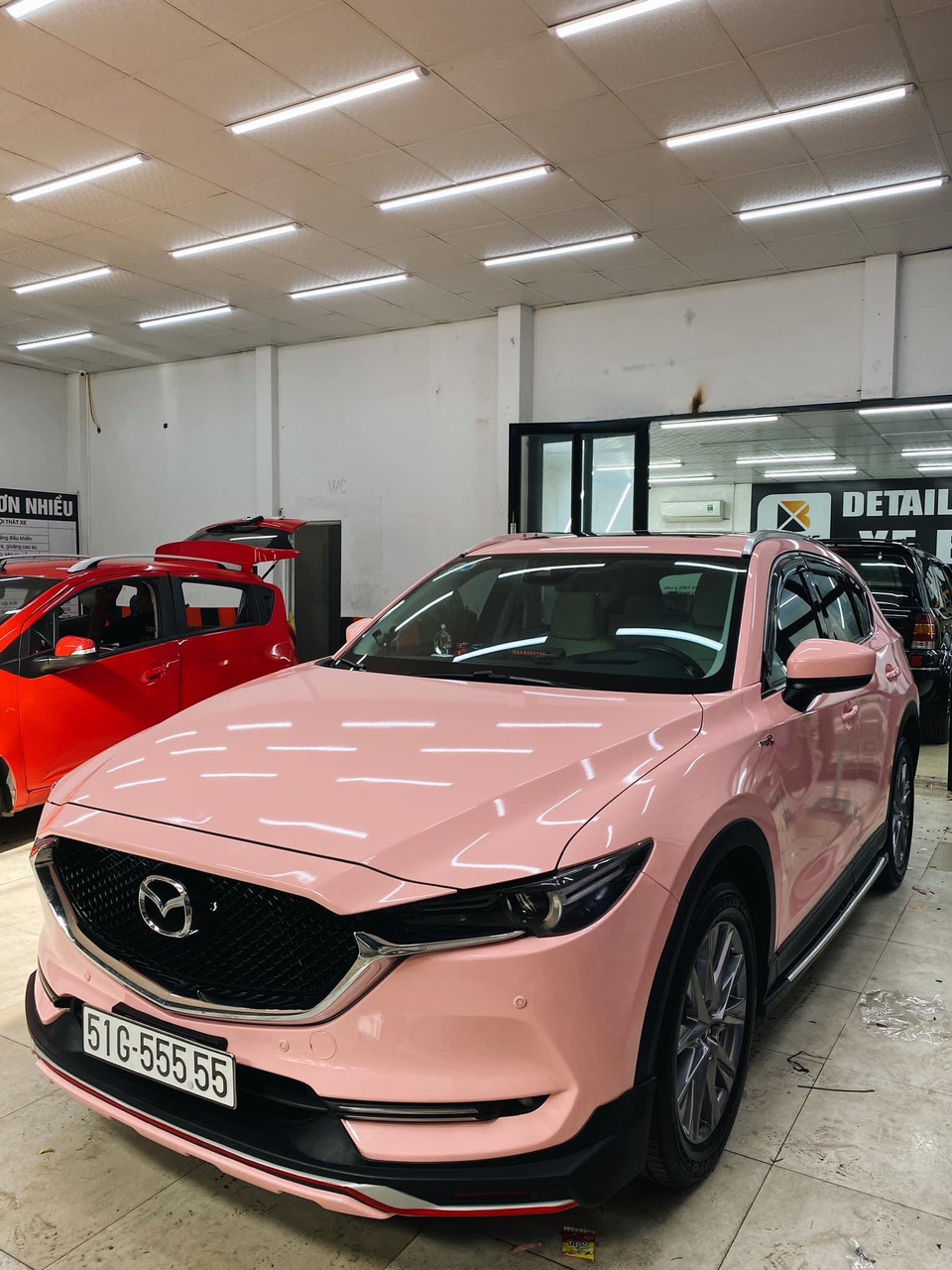 Dán Đổi Màu Xe Mazda CX5 Hồng Cánh Sen