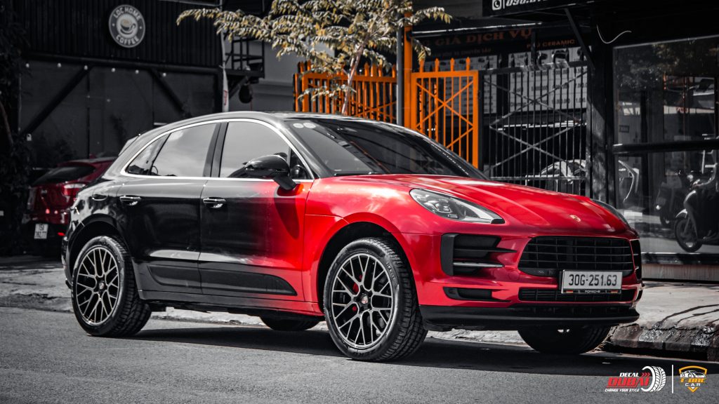 Dán Đổi Màu Xe Porsche Macan GTS Style Đỏ Đen