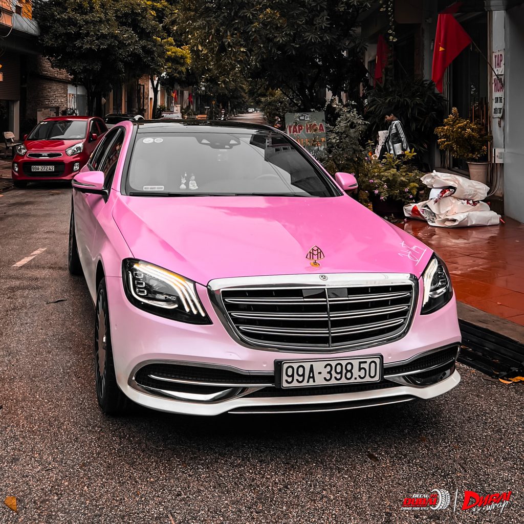 Wrap Đổi Hai Màu Trắng Hồng Xe Mercedes Benz S Class