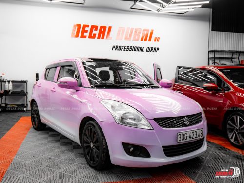 Wrap Đổi Hai Màu Trắng Hồng Xe Suzuki Swift Sport