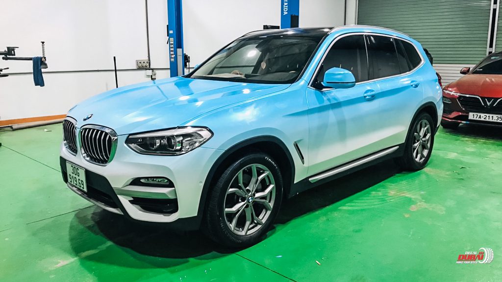 Wrap Đổi Hai Màu Trắng Xanh Xe BMW G01