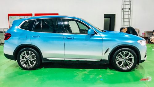 Wrap Đổi Hai Màu Trắng Xanh Xe BMW G01