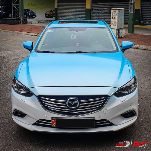 Wrap Đổi Hai Màu Trắng Xanh Xe Mazda 3