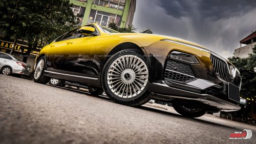 Wrap Đổi Hai Màu Vàng Đen Xe Vinfast Lux A 2.0