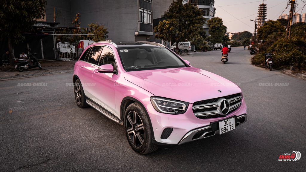 Wrap Đổi hai Màu Trắng Hồng Xe Mercedes Benz GLC 300