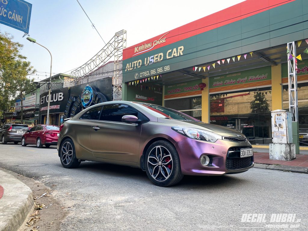 Dán Đổi Màu Xe Kia K3 Tím Ánh Kim Chuyển Sắc