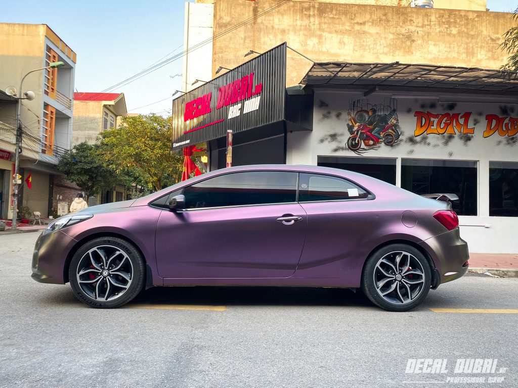 Dán Đổi Màu Xe Kia K3 Tím Ánh Kim Chuyển Sắc