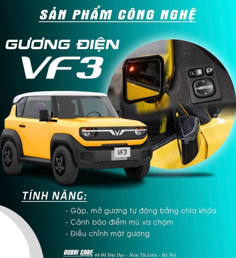 các tính năng của gương chỉnh điện dành riêng cho vf3