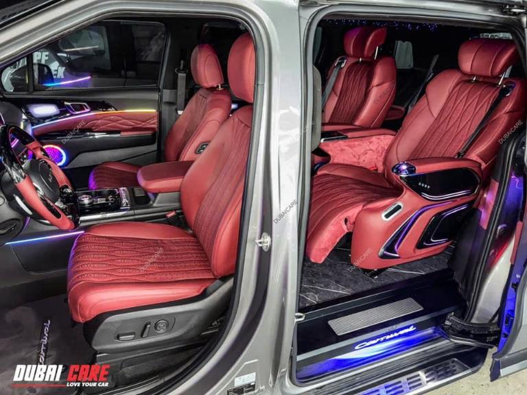 Bọc da VinFast Limo Green Microfiber cao cấp màu đỏ mận sang trọng
